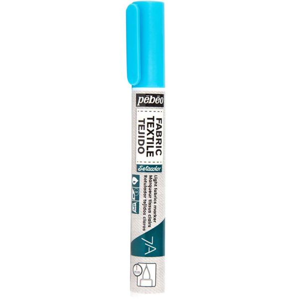 markeris tekstilei pebeo 7a light fabric marker 1mm tekstilės markeris fluorescencinis mėlynas tekstilinis markeris