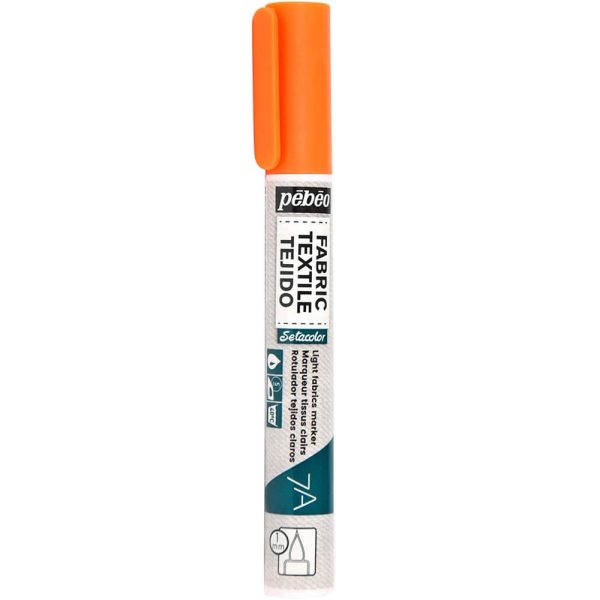 markeris tekstilei pebeo 7a light fabric marker 1mm tekstilės markeris oranžinis tekstilinis markeris
