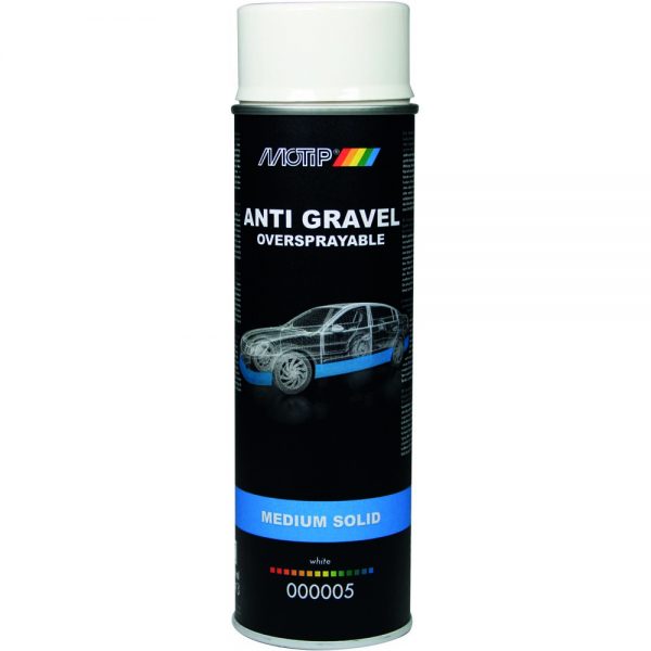 antikorozinė danga automobiliui kėbului uždažoma purškiama balta motip anti gravel oversprayable 500ml 000005
